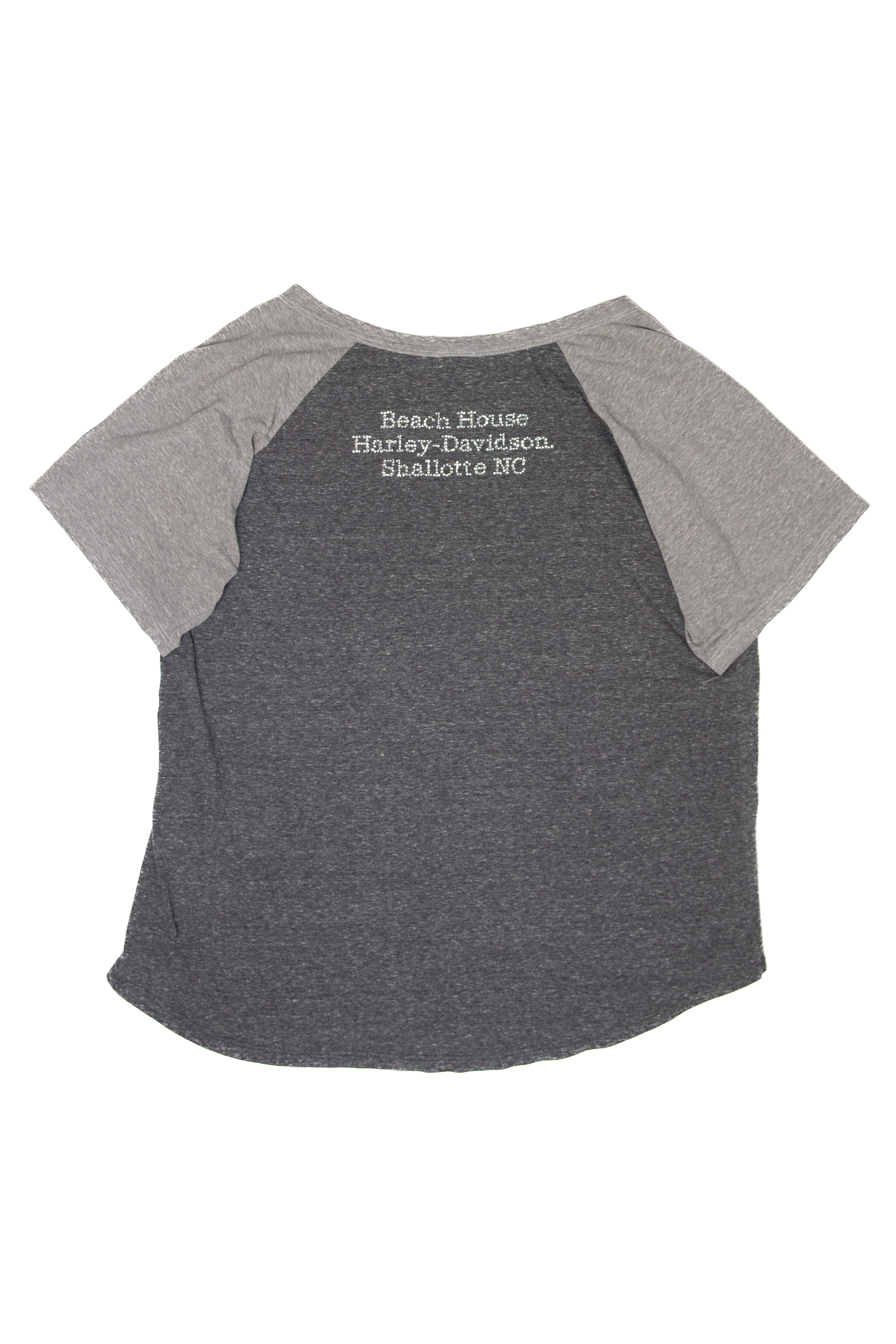 Recycled Gray Rhinestone Beach House Harley Davidson T-Shirt