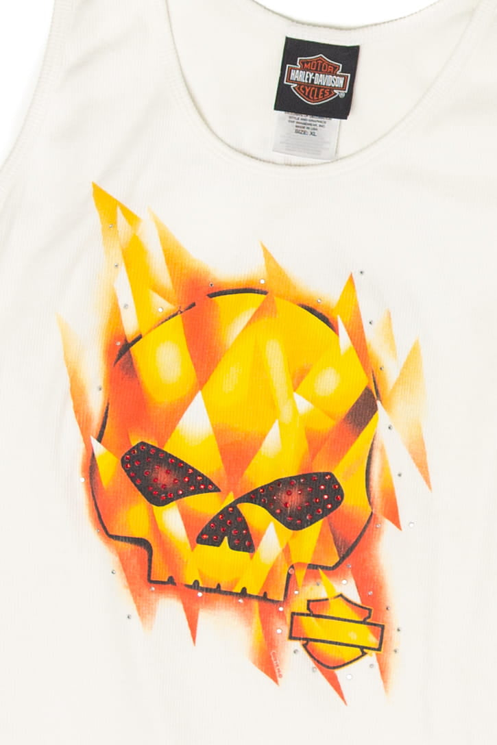 Recycled Skull Adamec's Harley Davidson Sleeveless T-Shirt (2010s)