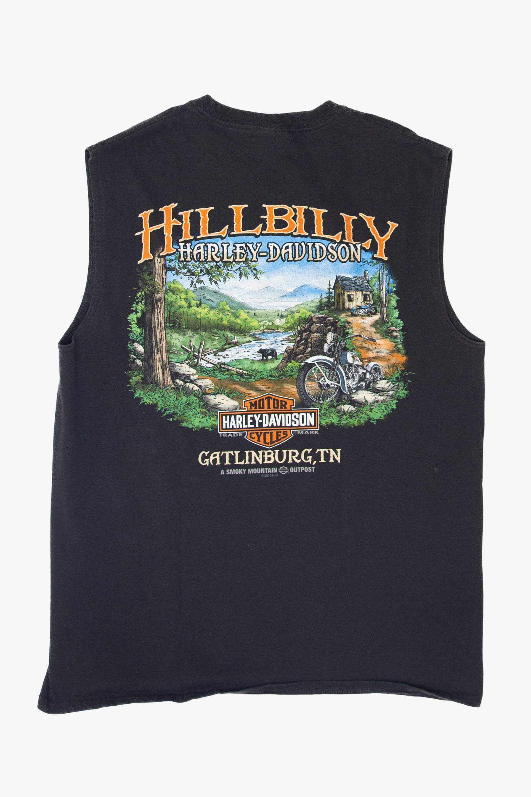 Recycled Hillbilly Gatlinburg Harley Davidson Sleeveless T-Shirt (2010s)