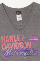 Recycled Legacy V-Neck Long Sleeve Harley Davidson T-Shirt (2010s)