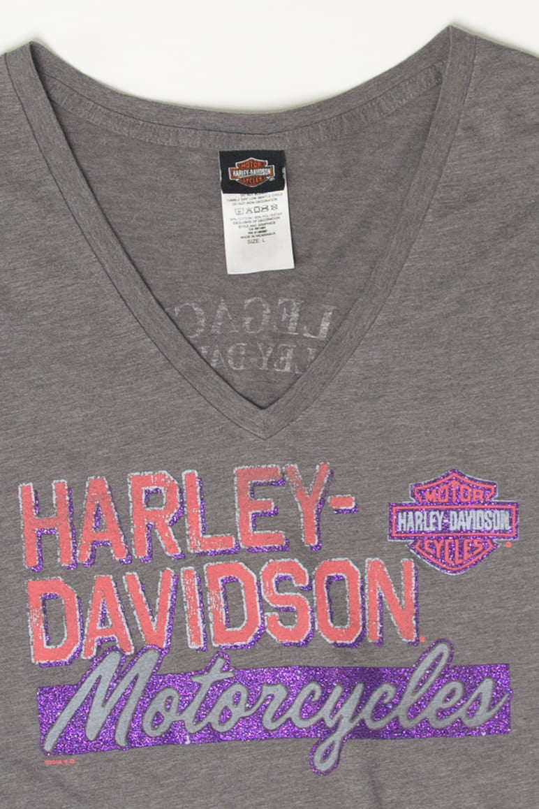 Recycled Legacy V-Neck Long Sleeve Harley Davidson T-Shirt (2010s)