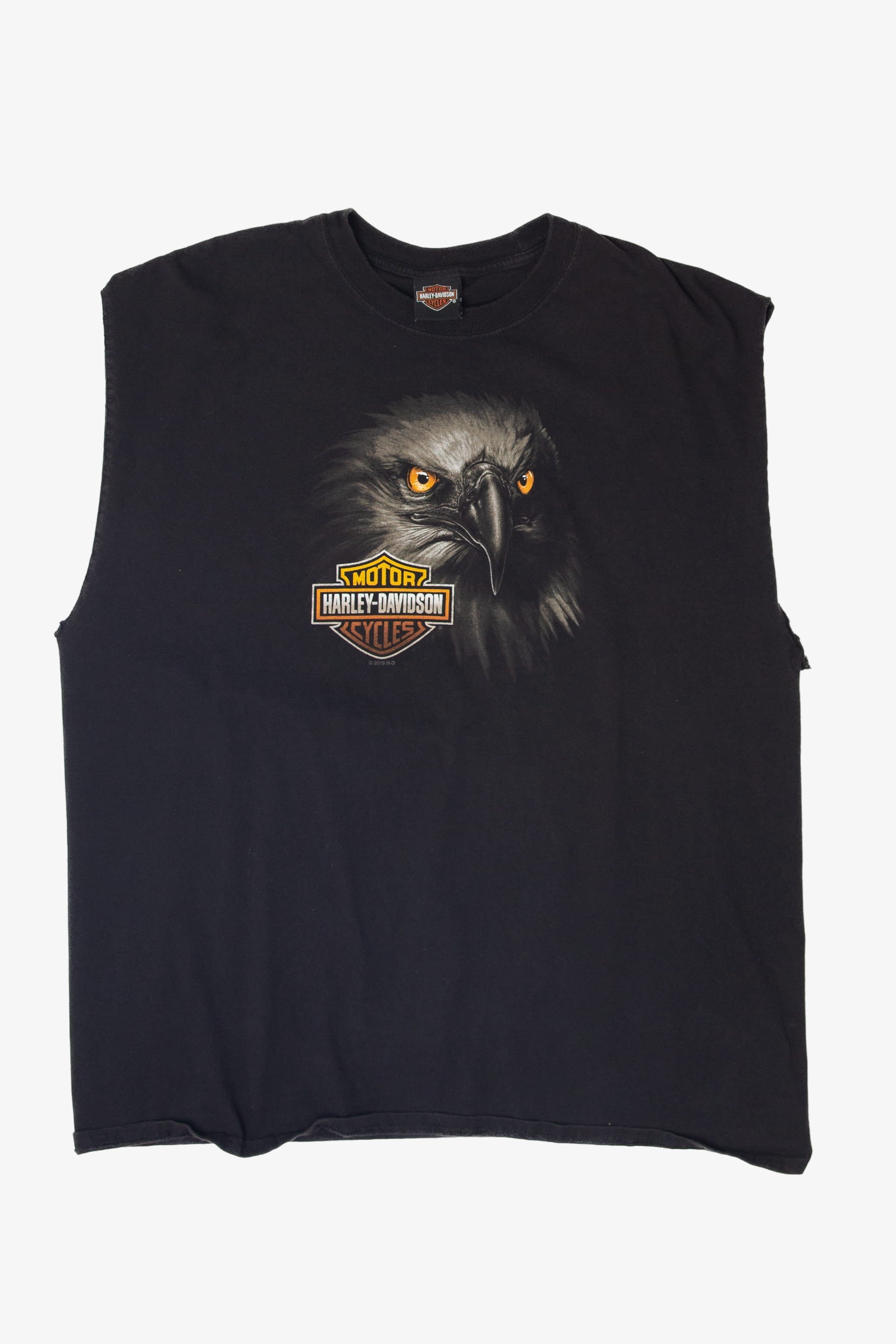 Recycled Eagle Harley Davidson Cutoff Sleeves T-Shirt (2010s)
