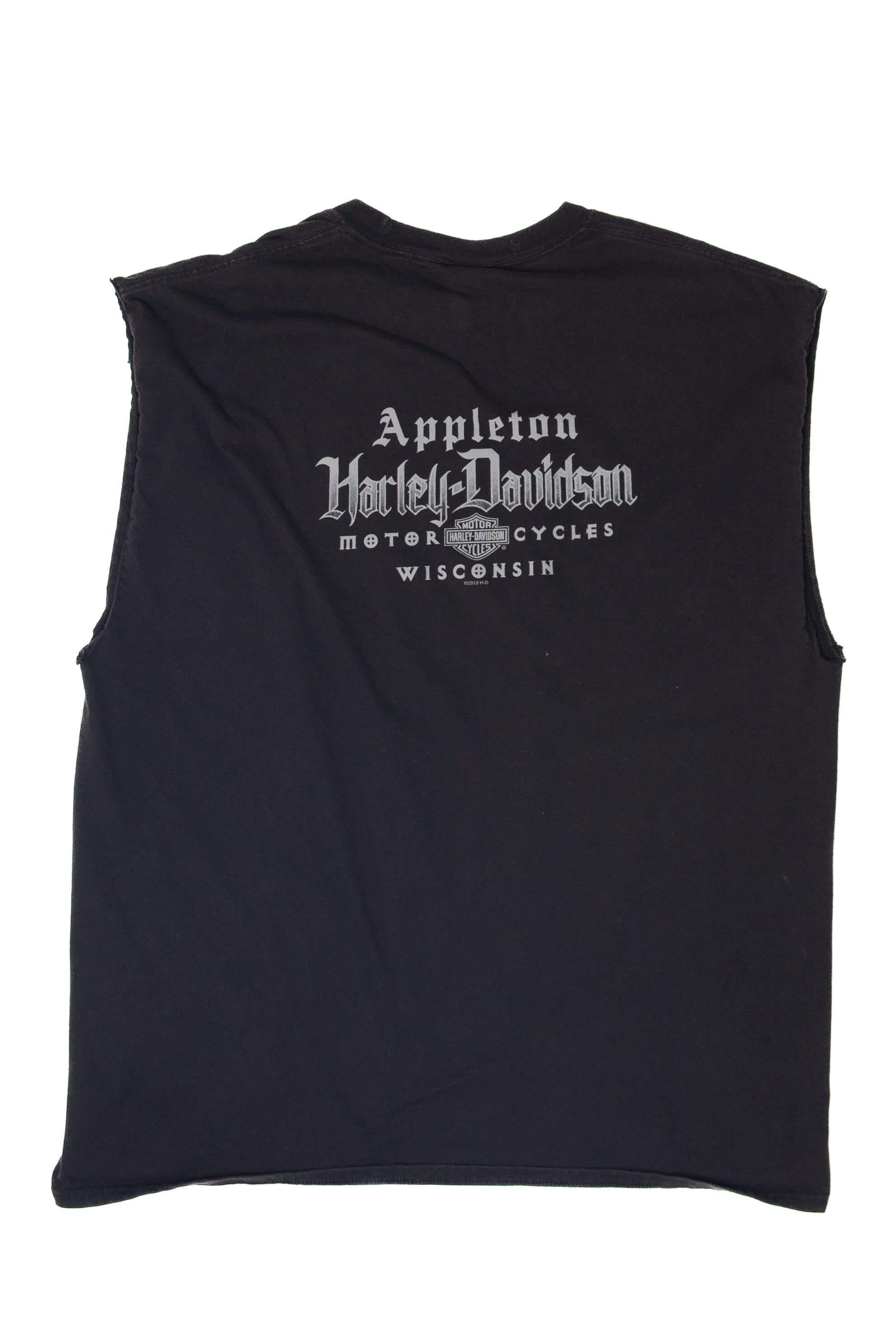 Recycled Eagle Harley Davidson Cutoff Sleeves T-Shirt (2010s)