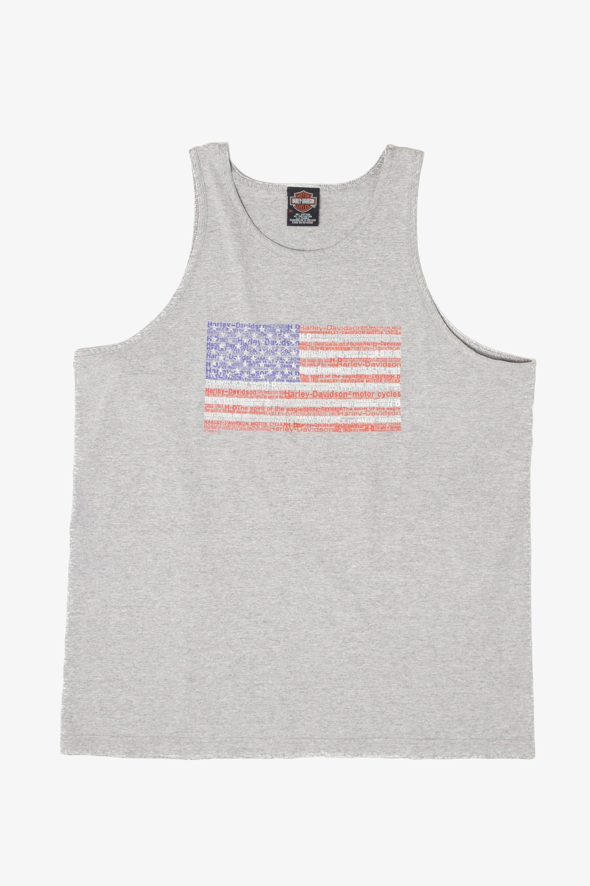 Recycled American Flag Harley Davidson Sleeveless T-Shirt