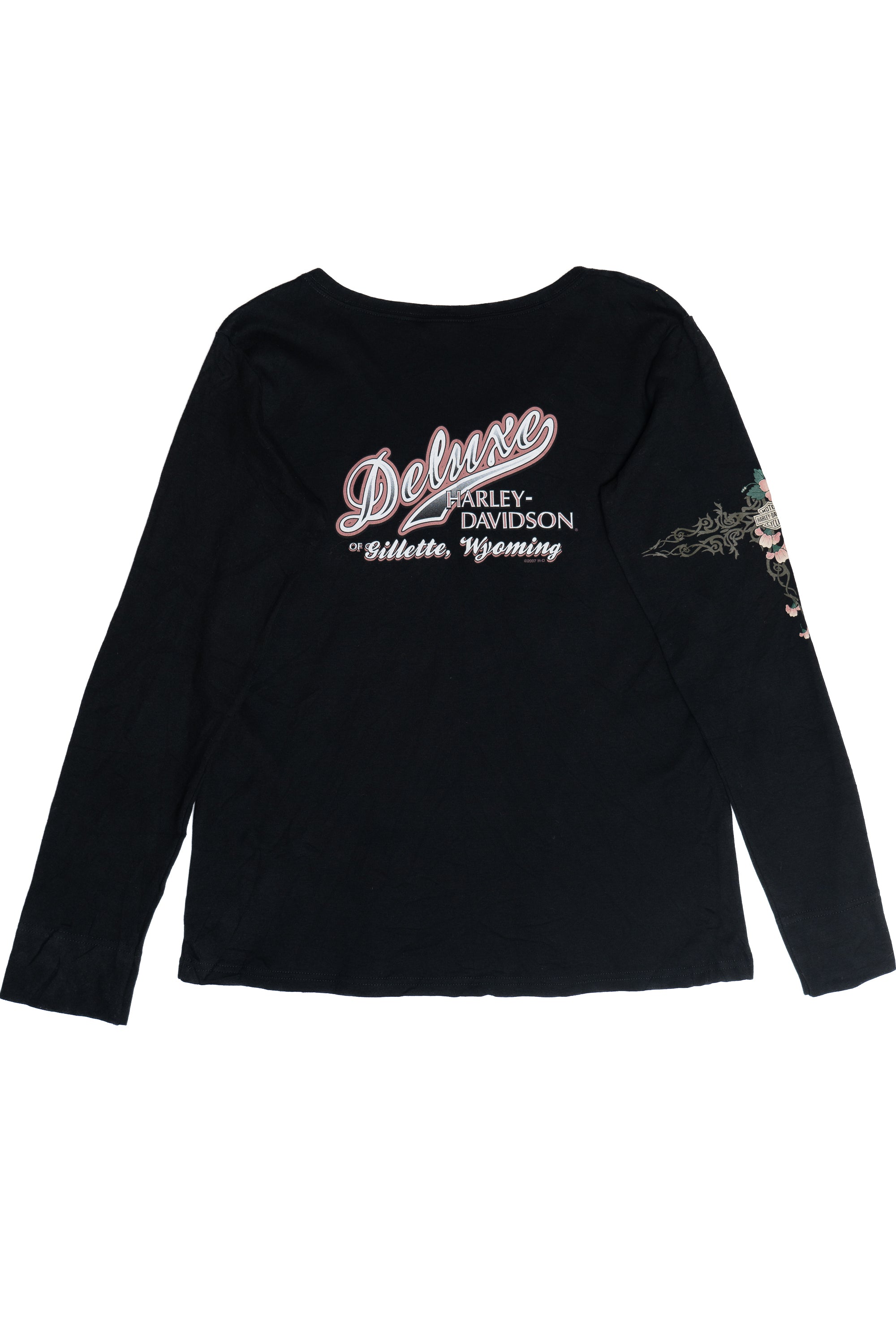 Vintage Harley Floral Tattoo Print Long Sleeve T-Shirt (2000s)