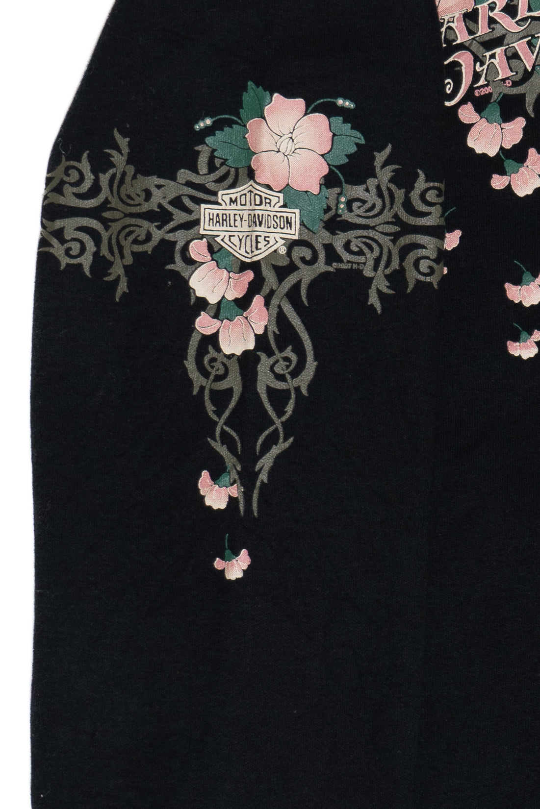 Vintage Harley Floral Tattoo Print Long Sleeve T-Shirt (2000s)