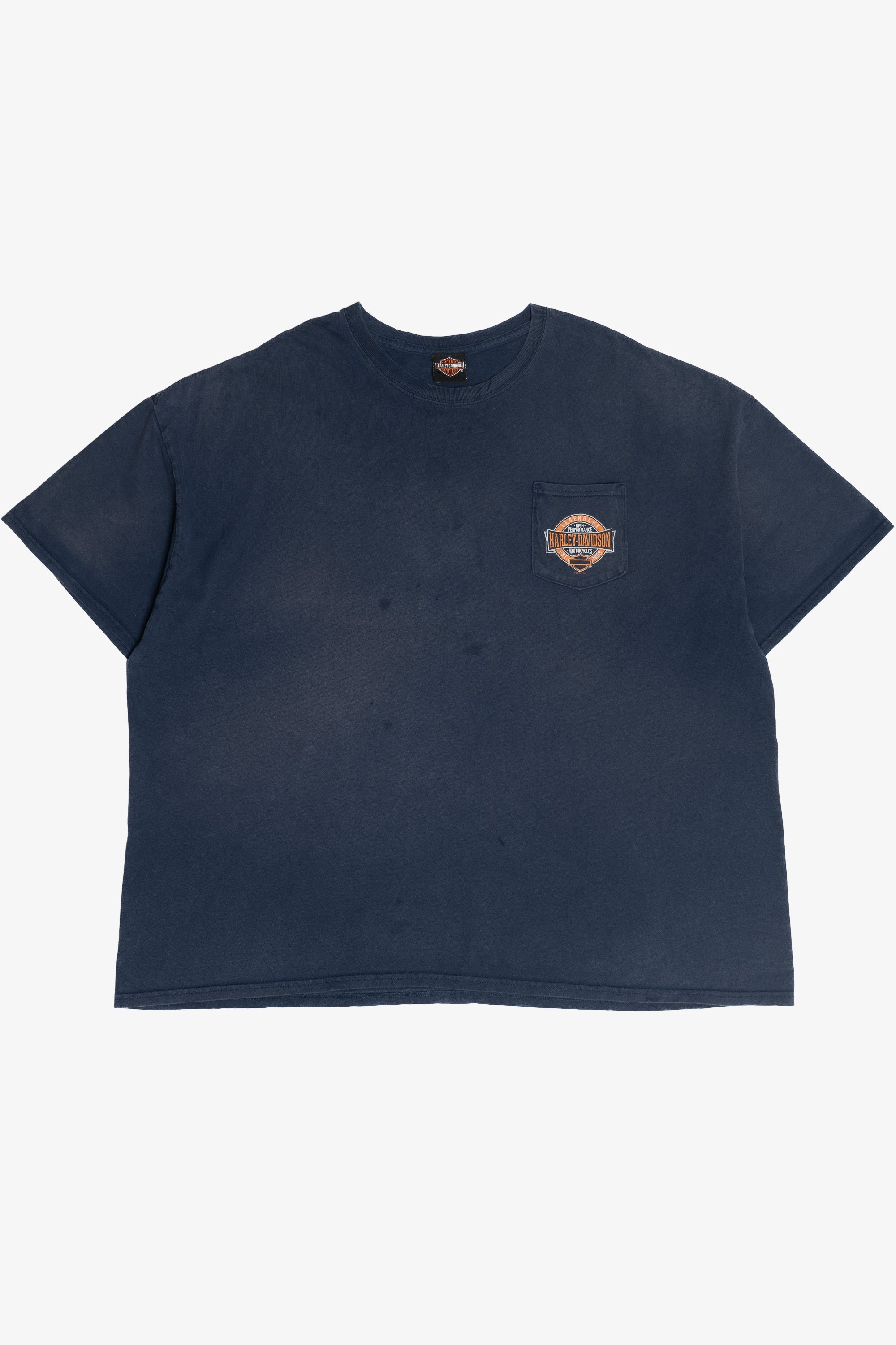 Distressed Navy Black Widow Harley Davidson Pocket T-Shirt