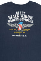 Distressed Navy Black Widow Harley Davidson Pocket T-Shirt