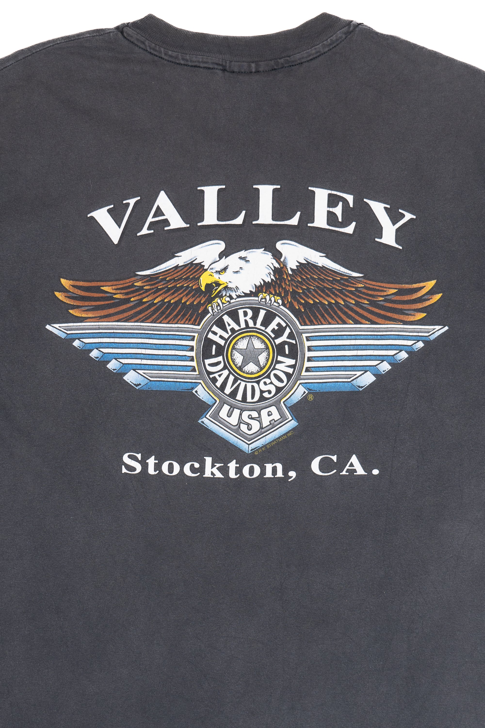 Vintage Harley Davidson Stockton, CA. Faded Pocket T-Shirt (1990s)