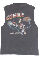 Vintage Harley Davidson "Don't Mess With U.S." "Cowboy Cutoff Sleeve T-Shirt (2000s)