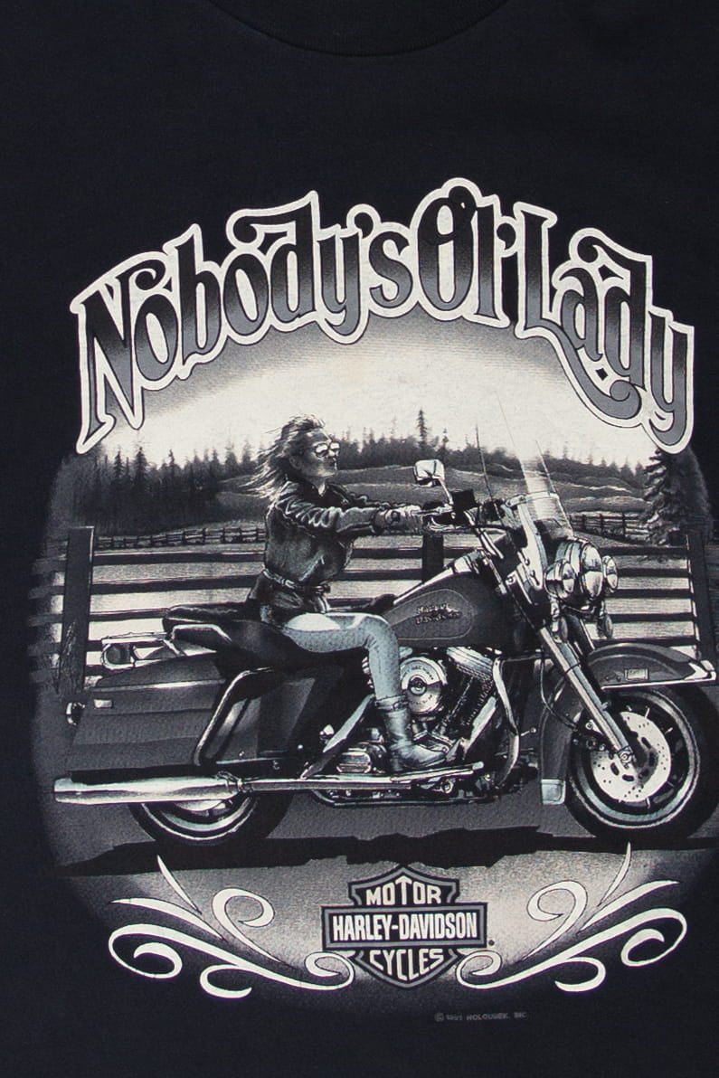Vintage "Nobody's Old Lady" Jim's Hawg Shop Harley Davidson T-Shirt (1990s)