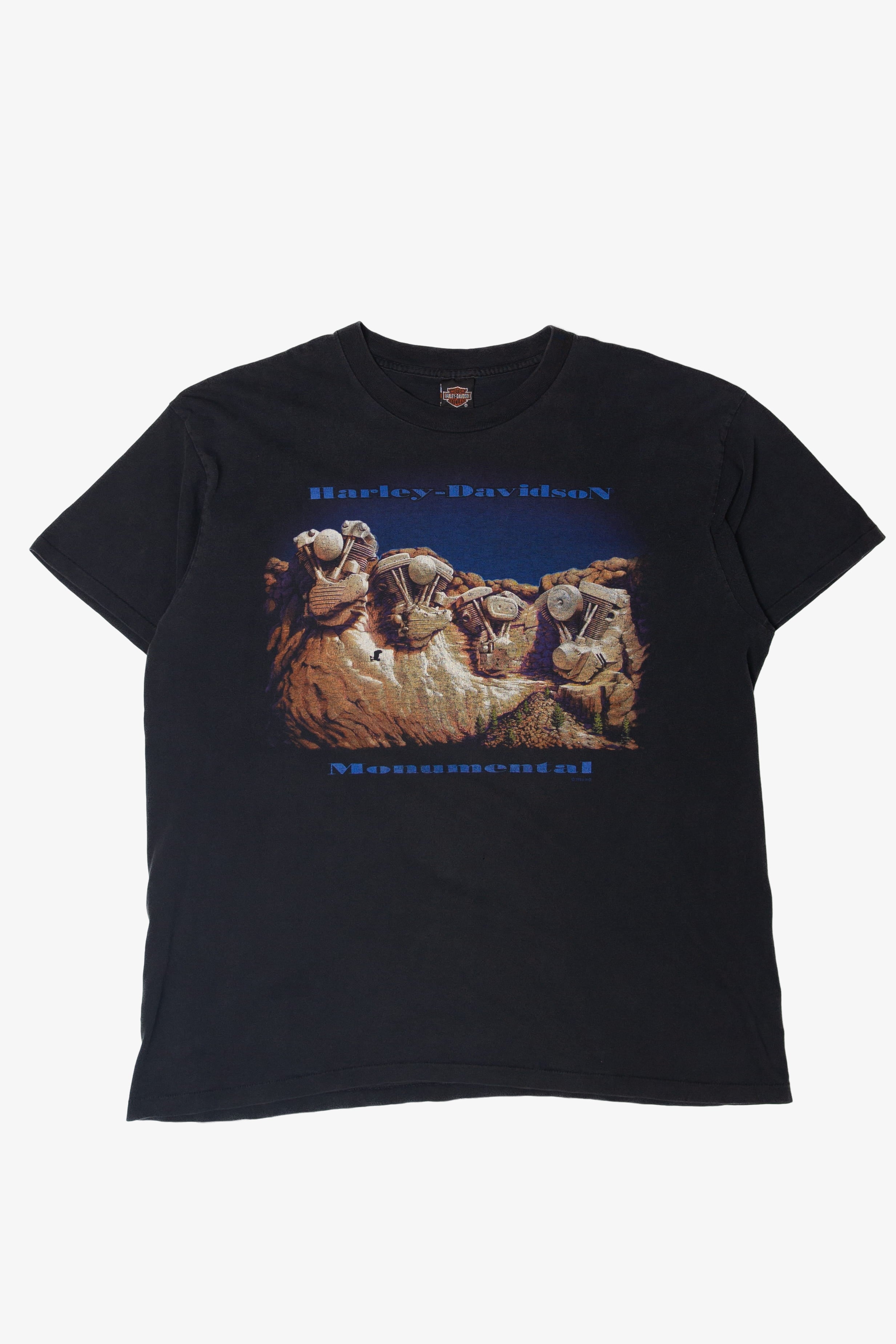 90s HARLEY DAVIDSON vintage MUSEUME Ｔシャツ Vintage Harley Davidson Mount Rushmore Engine T-Shirt (1990s