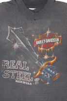 Vintage Thrashed Real Steel Harley Davidson Cutoff Sleeves T-Shirt (1990s)
