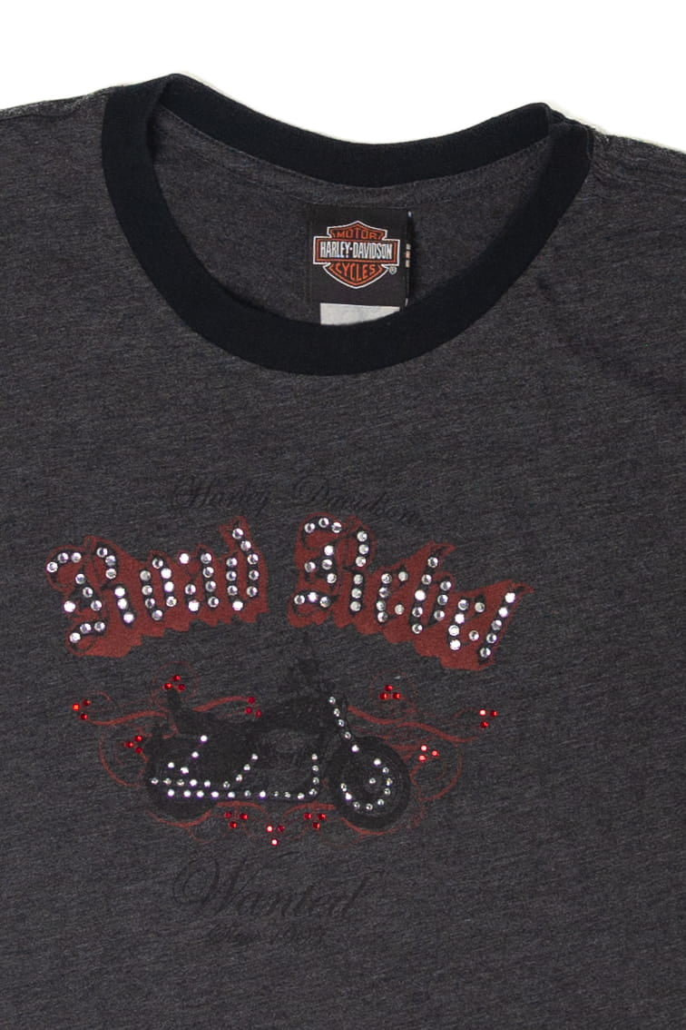 Road Rebel Rhinestones Harley Davidson T-Shirt (2010s)