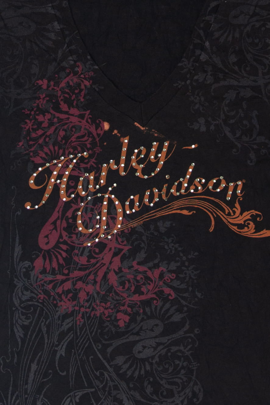 Dudley Perkins Co. Rhinestones Harley Davidson T-Shirt (2010s)