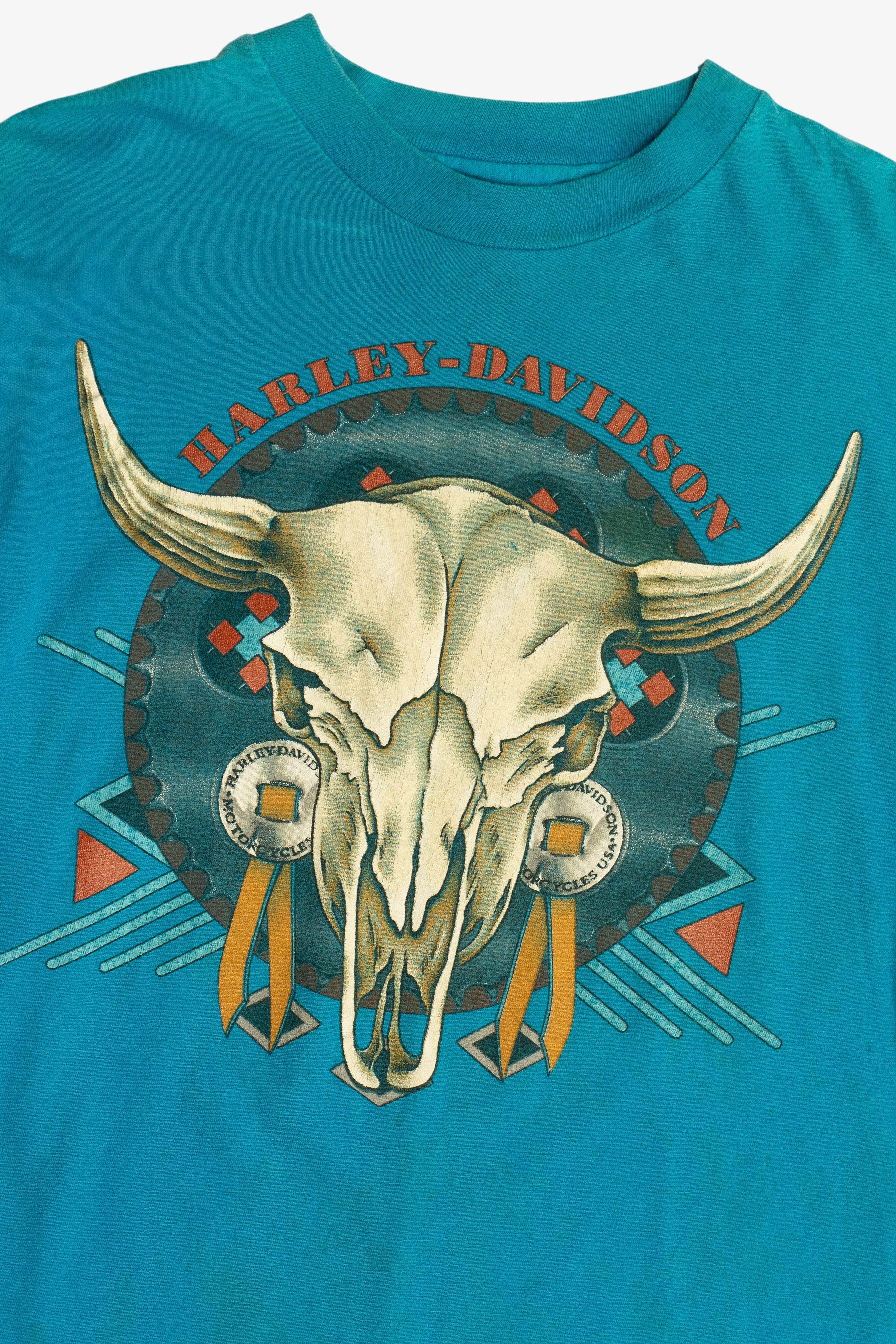 Vintage Harley Davidson "Myers-Duren" Skull Route 66 Long Sleeve T-Shirt (1990s)