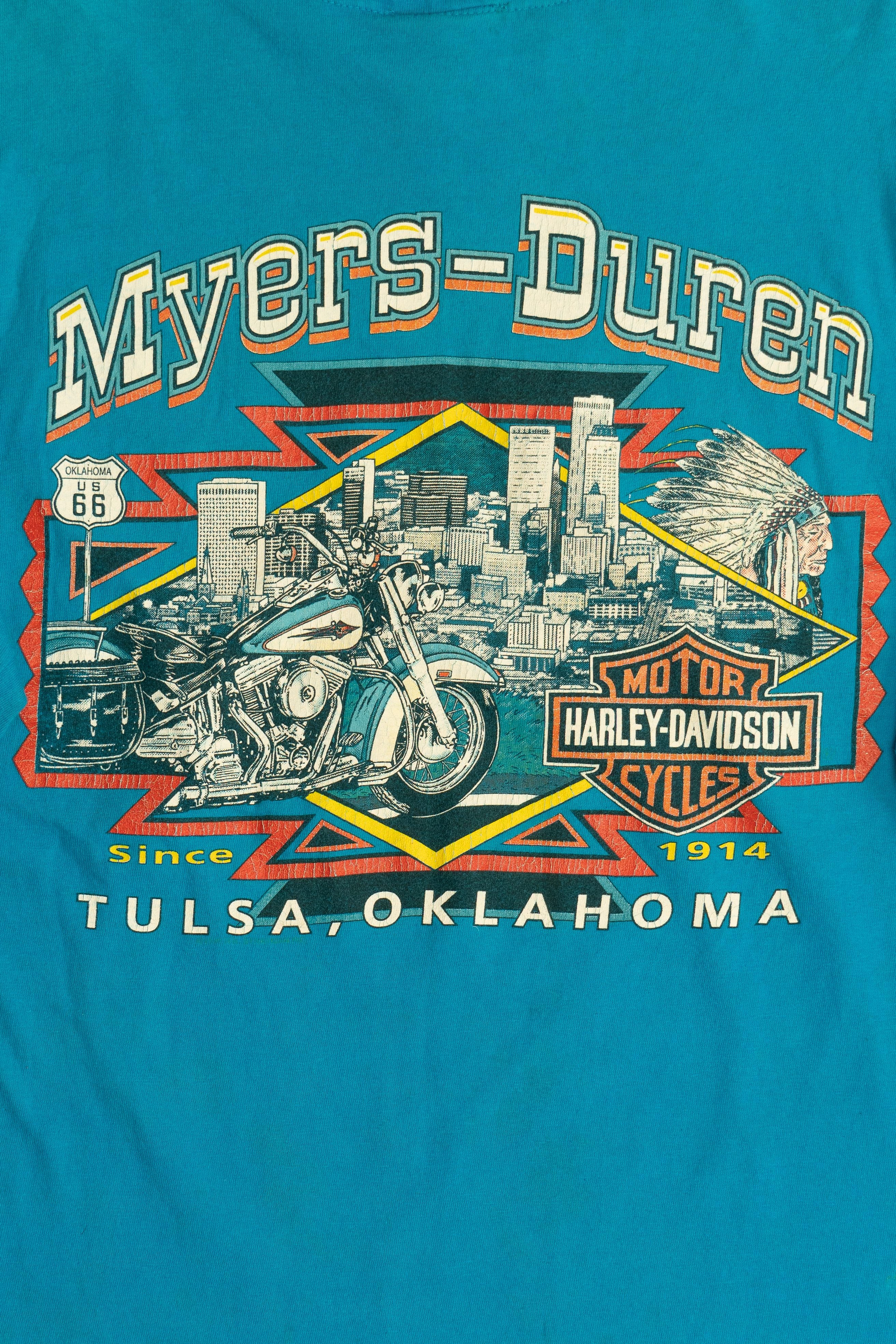 Vintage Harley Davidson "Myers-Duren" Skull Route 66 Long Sleeve T-Shirt (1990s)