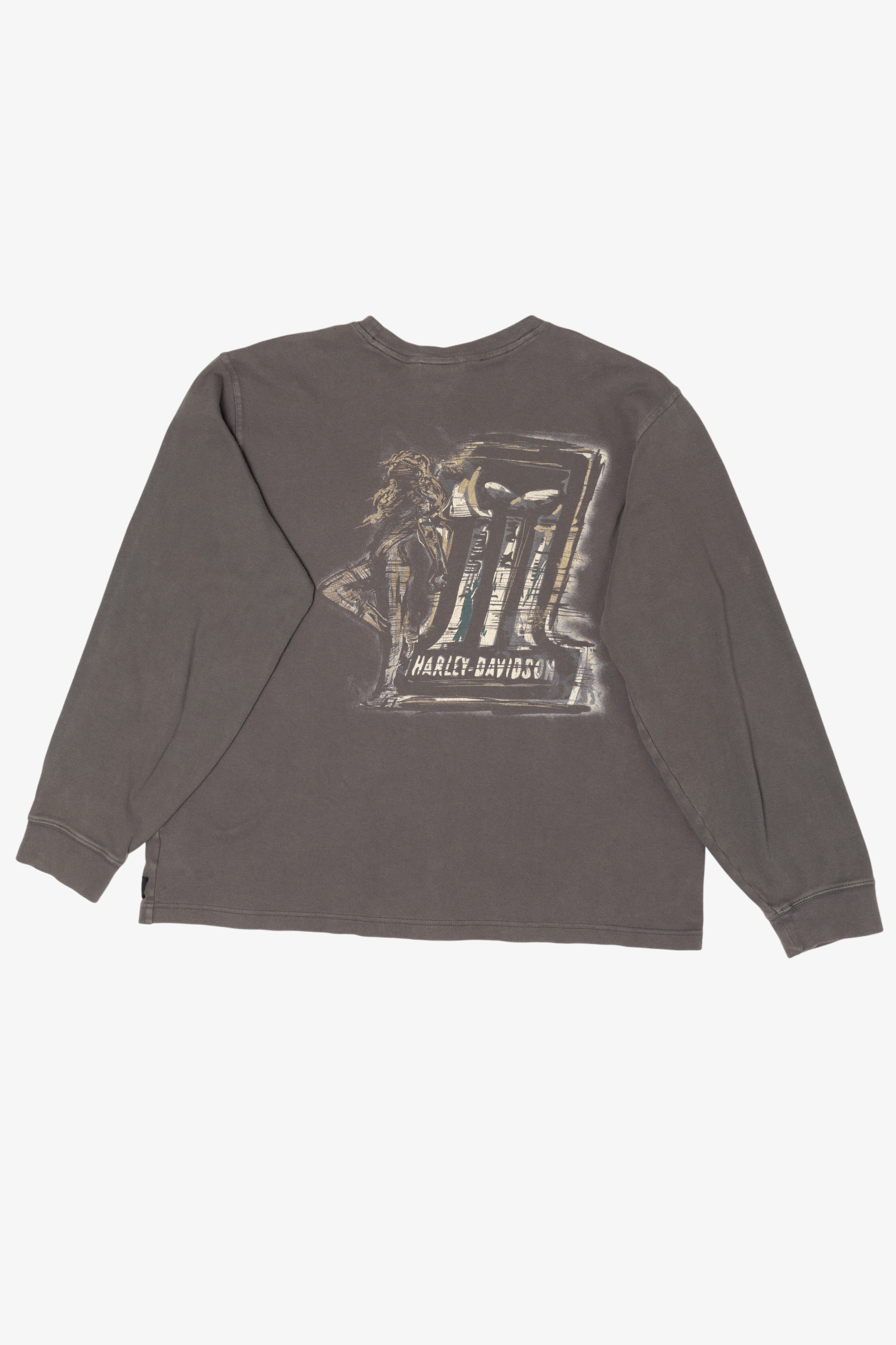 Gray Long Sleeve Harley Davidson T-Shirt (2000s)
