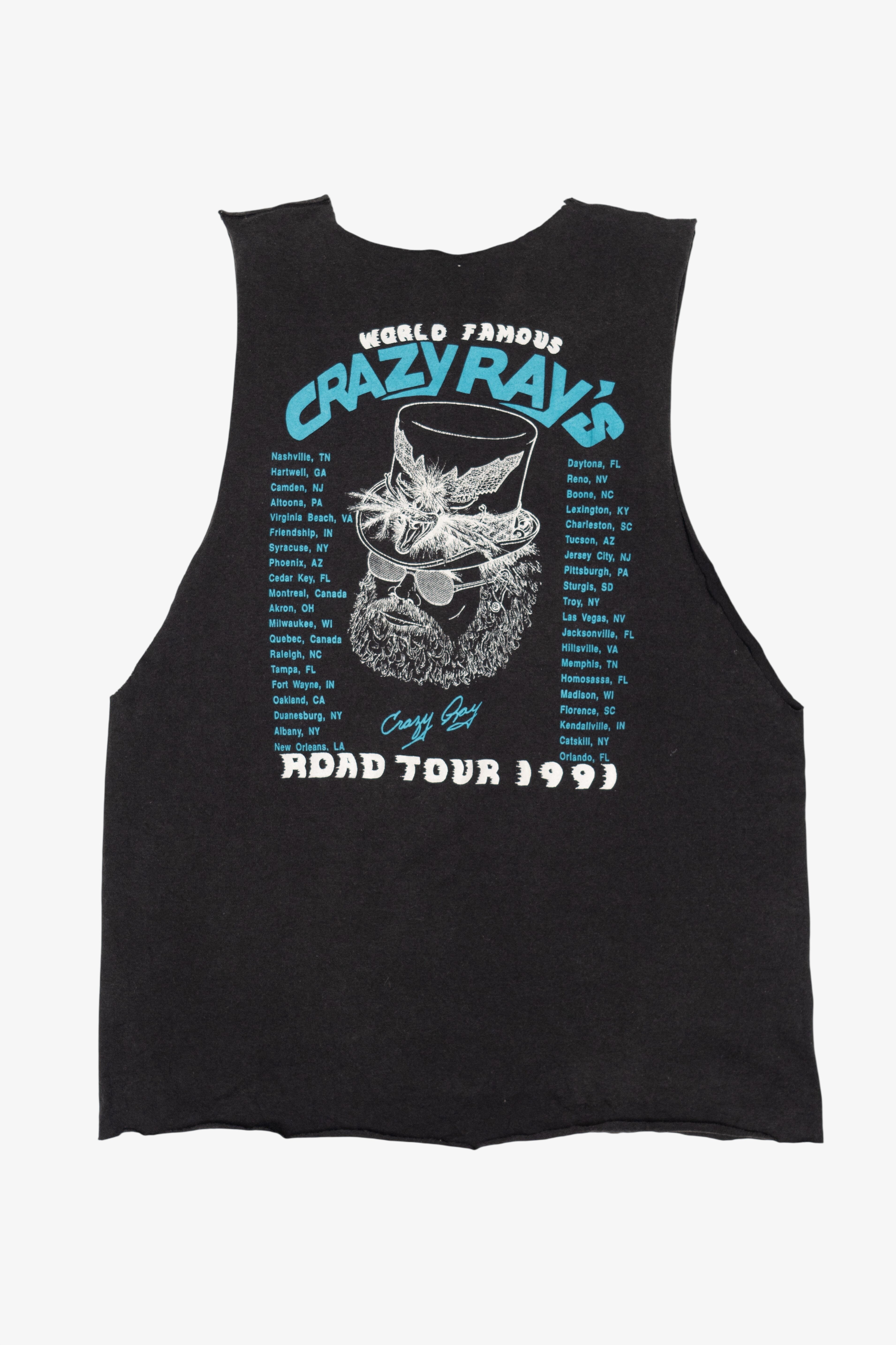 Vintage Crazy Ray's Road Tour 1991 Cutoff Sleeves Harley Davidson T-Shirt (1990s)