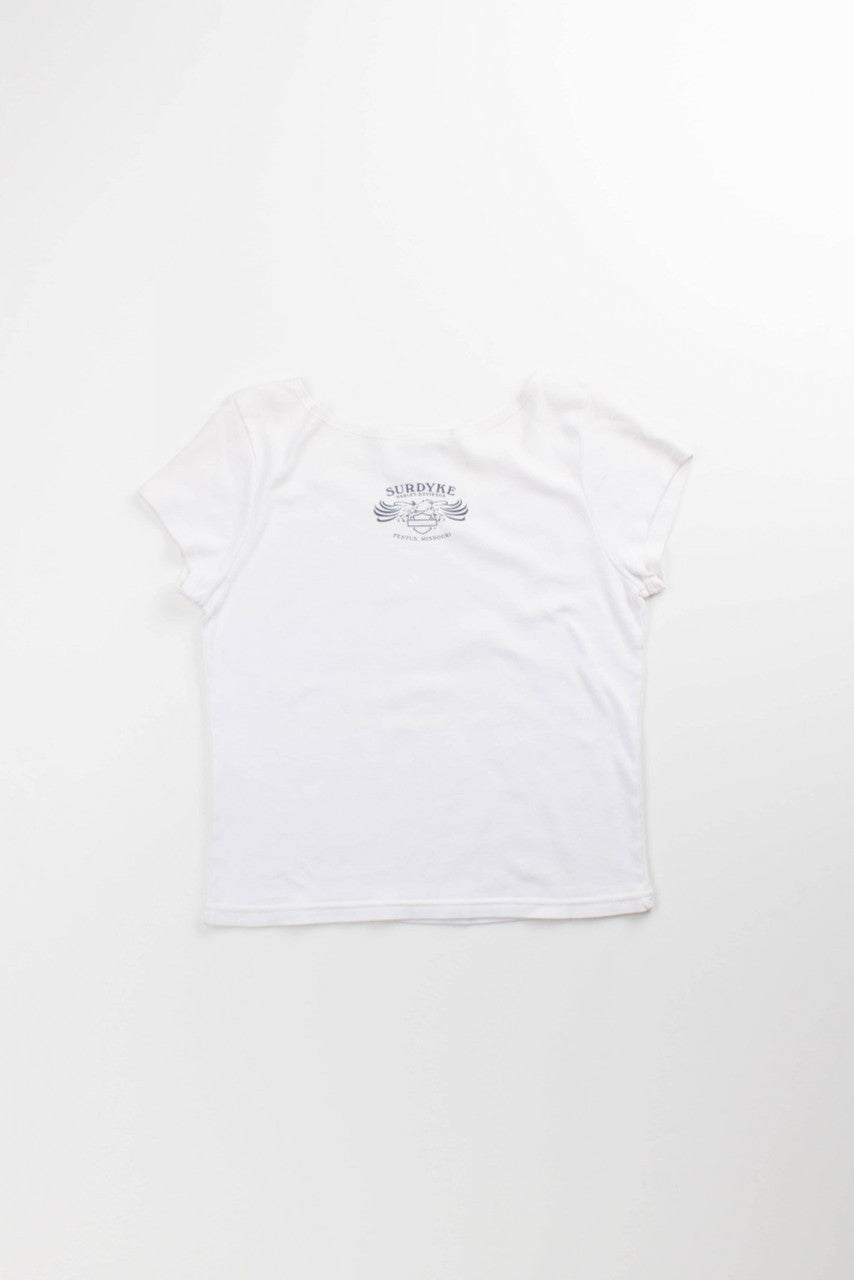 Woman's Cut American Flag Harley Davidson Tee