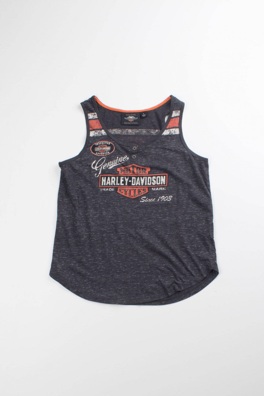 Woman's Cut Rhinestone Harley Davidson Tank