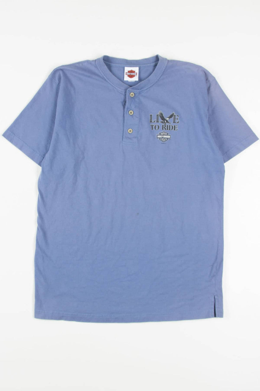 Live To Ride Henley Hampton Roads Harley Davidson T-Shirt
