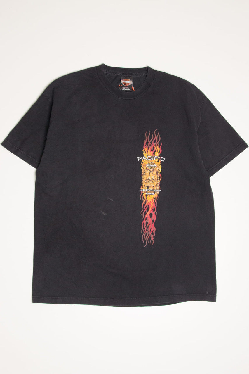 Pacific Hawaii Flaming Tiki Harley-Davidson T-Shirt