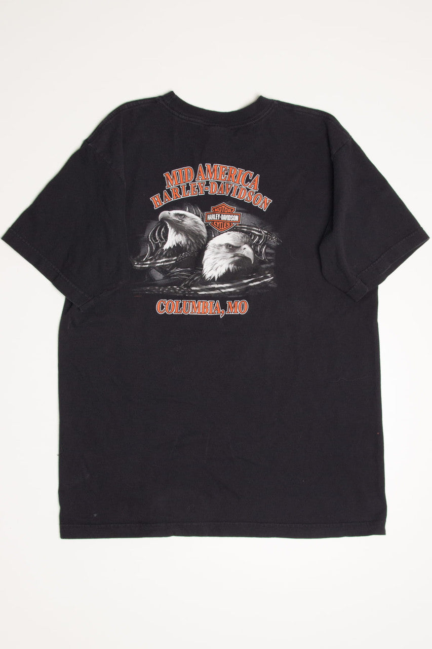 Bleach Splatter Columbia Missouri Harley-Davidson T-Shirt (2000s)