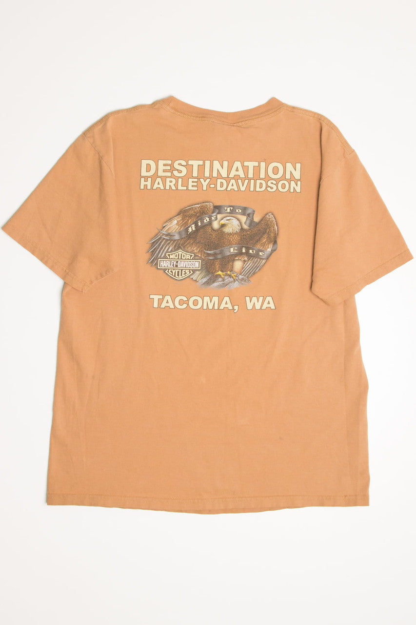 Stained Tacoma Washington Harley-Davidson T-Shirt (2000s)