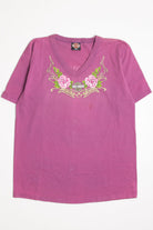 Vintage Rose V-Neck Harley Davidson T-Shirt