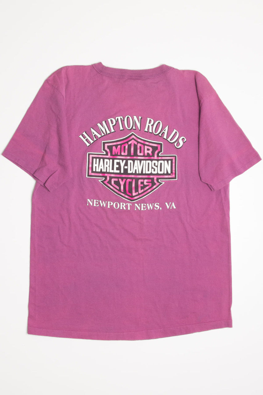 Vintage Rose V-Neck Harley Davidson T-Shirt