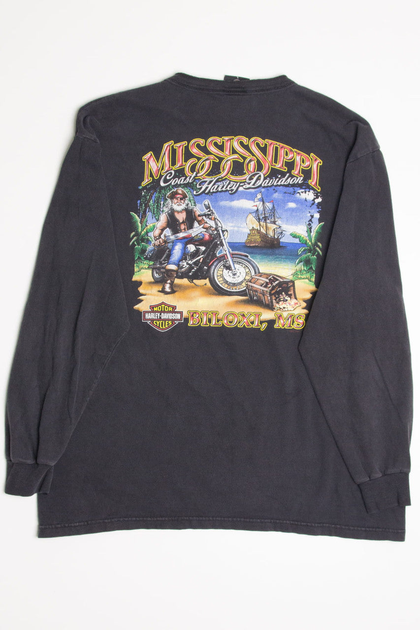 Mississippi Coast Pirate Rider Harley Davidson Henley