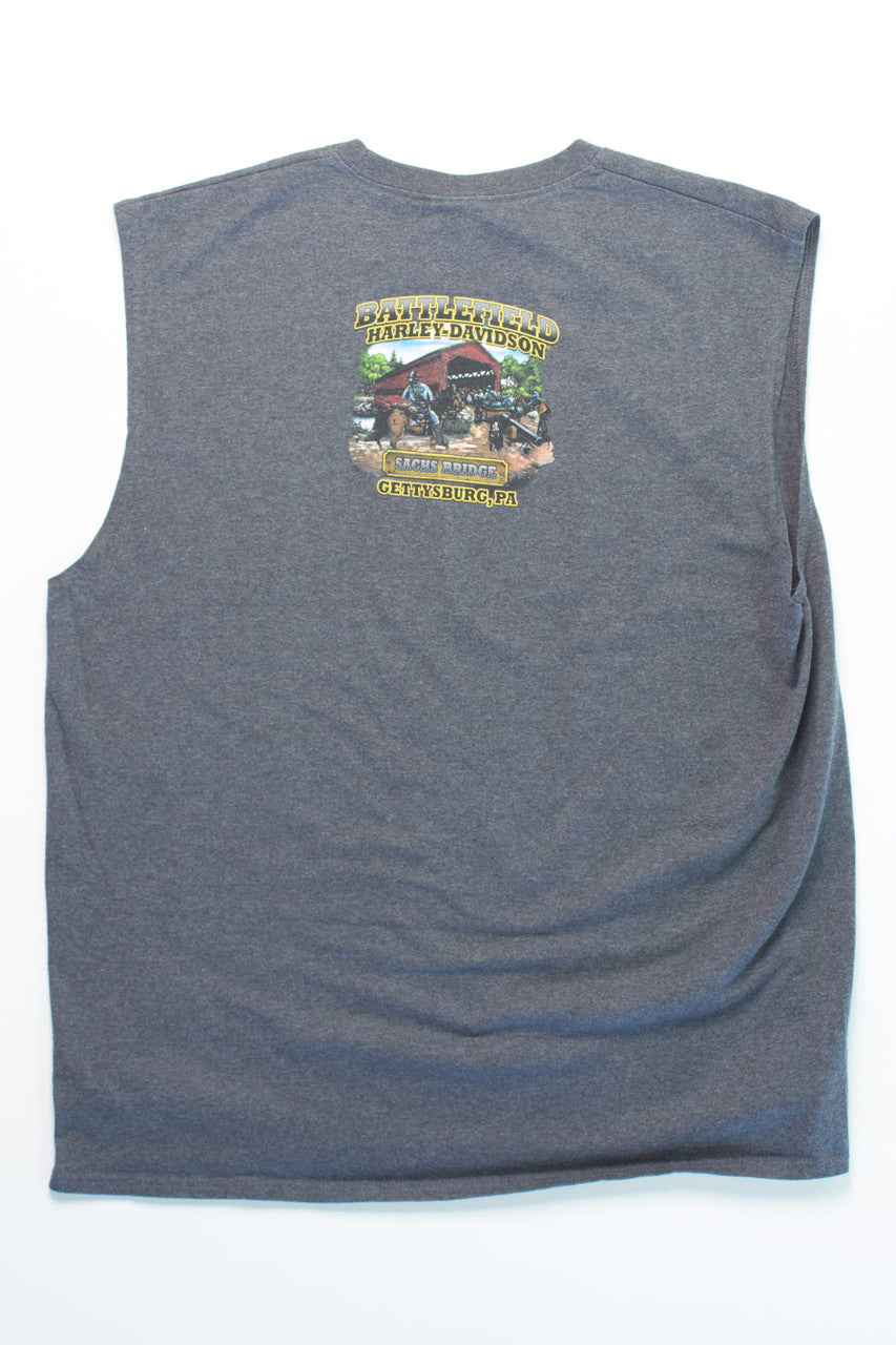 Gettysburg Battlefield Harley Davidson Sleeveless T-Shirt