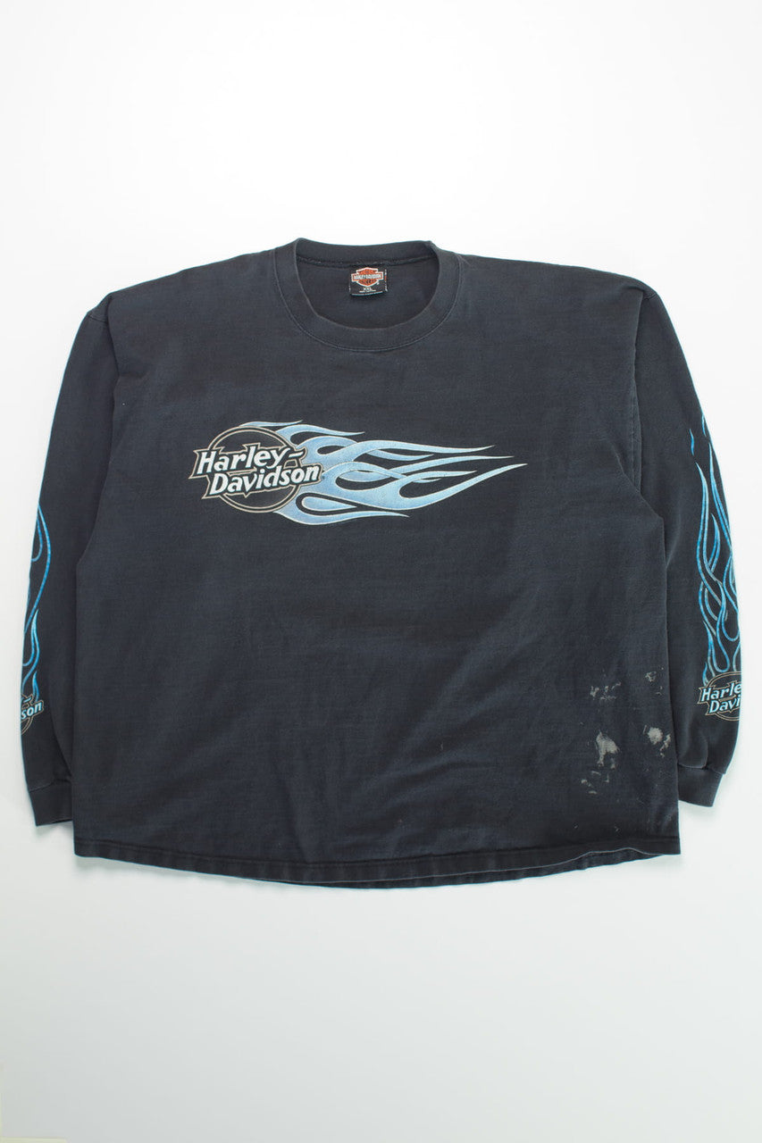 Vintage Harley Davidson Flaming Long Sleeve T-Shirt