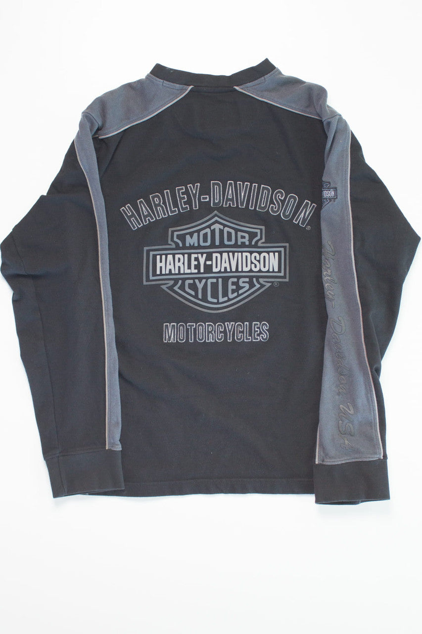 Embroidered Stripe Long Sleeve Harley Davidson T-Shirt
