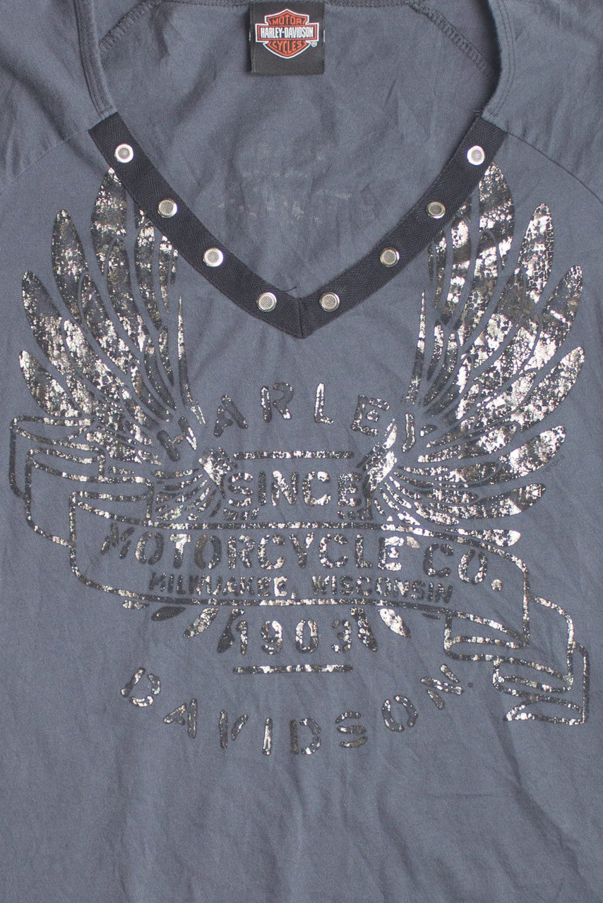 Vintage Foil Graphic Harley Davidson T-Shirt
