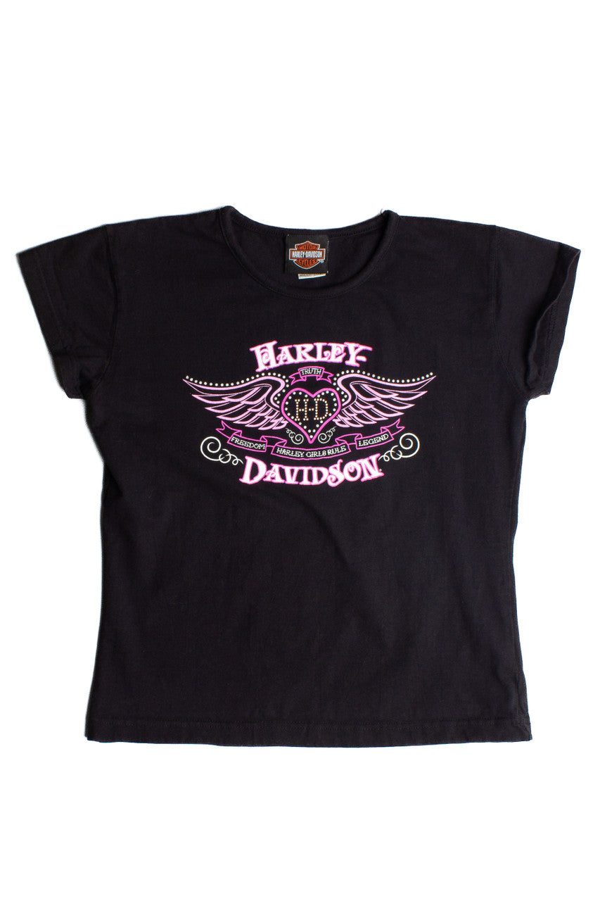 Y2k "Harley Girls Rule" Harley Davidson Baby Tee 664