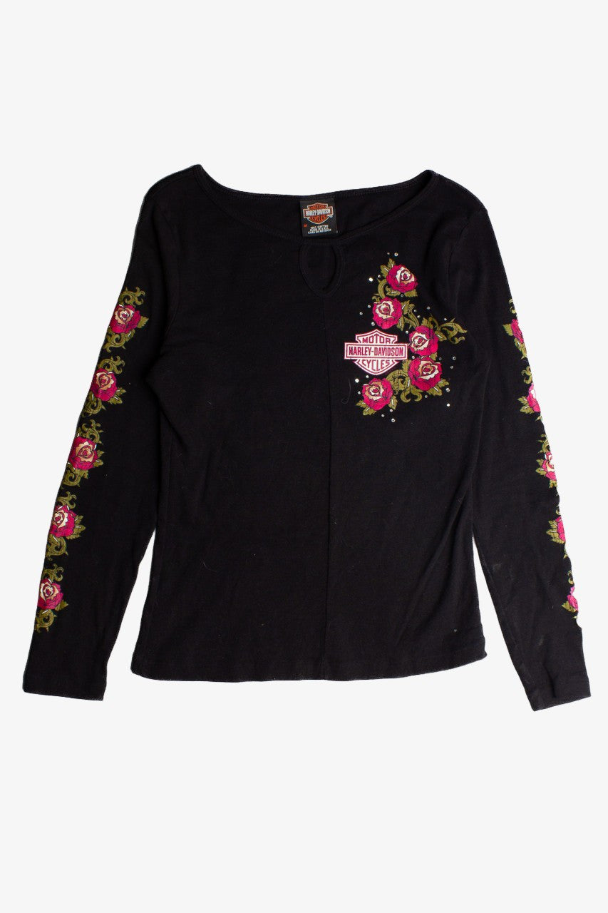 Vintage Womens Harley Davidson Rose Long Sleeve T-Shirt (2000s) 698