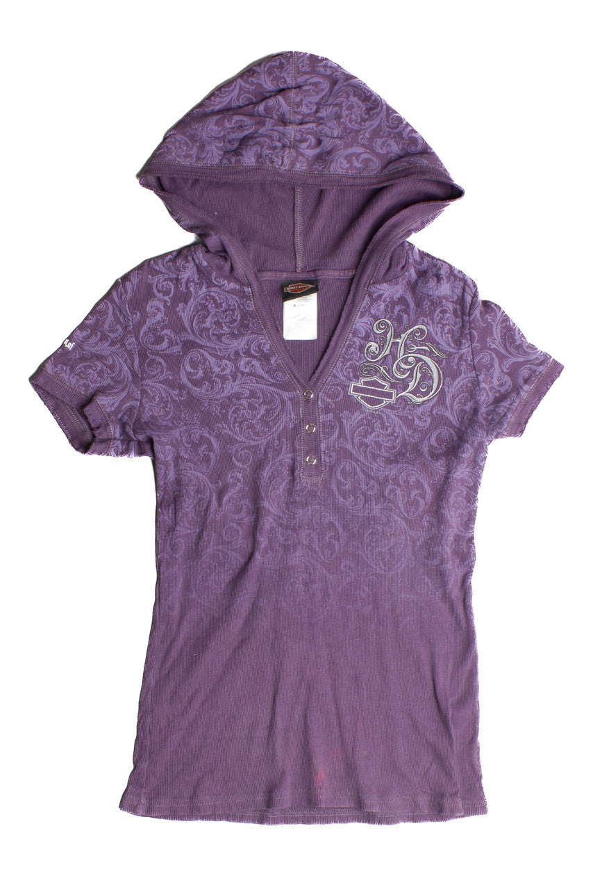 Harley Davidson Hooded Womens T-Shirt (2010s) 733
