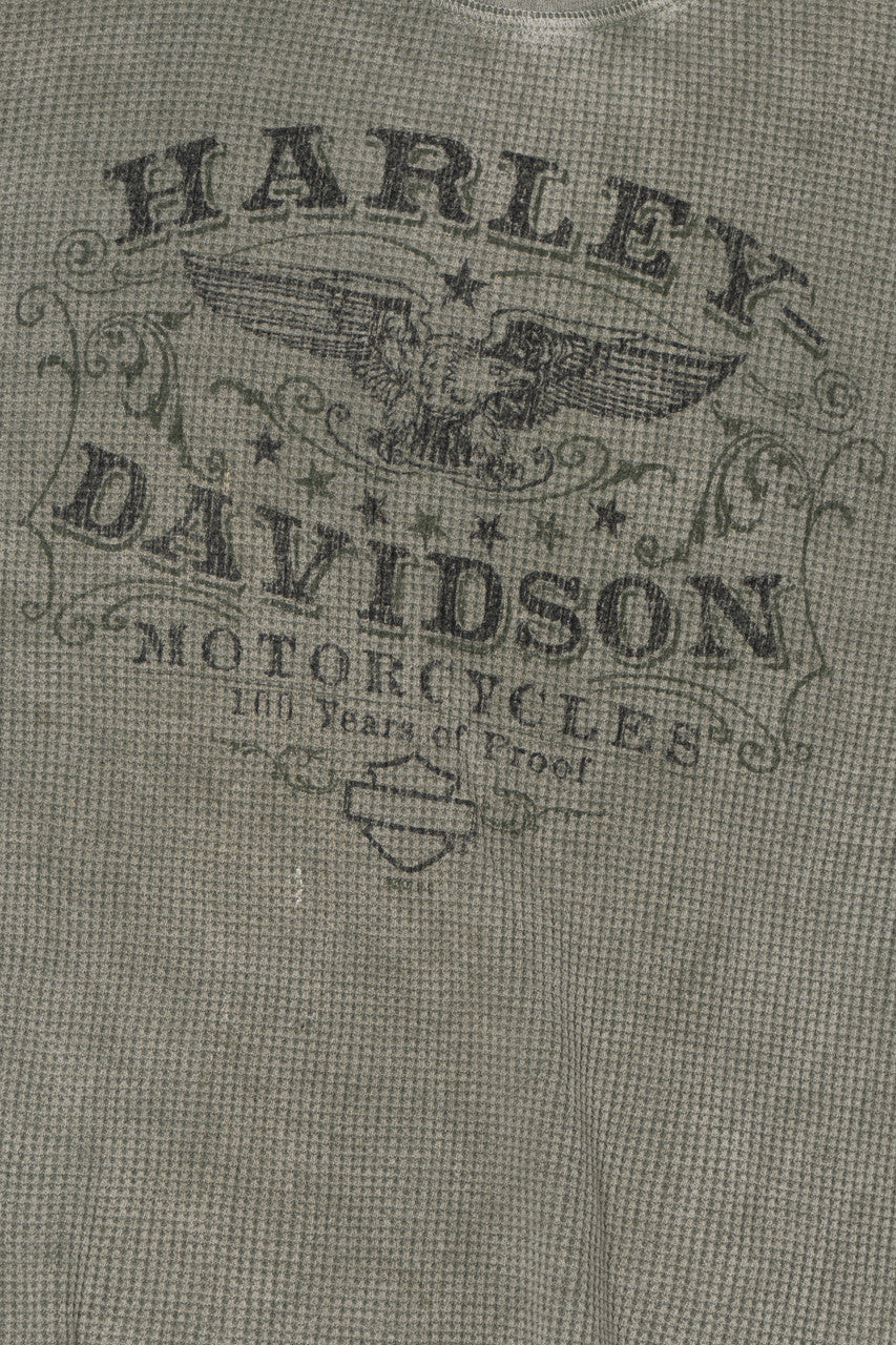 Harley Davidson Waffle Weave Thermal Long Sleeve T-Shirt