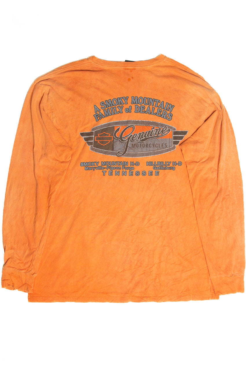 Recycled Smoky Mountain Harley Davidson Long Sleeve T-Shirt
