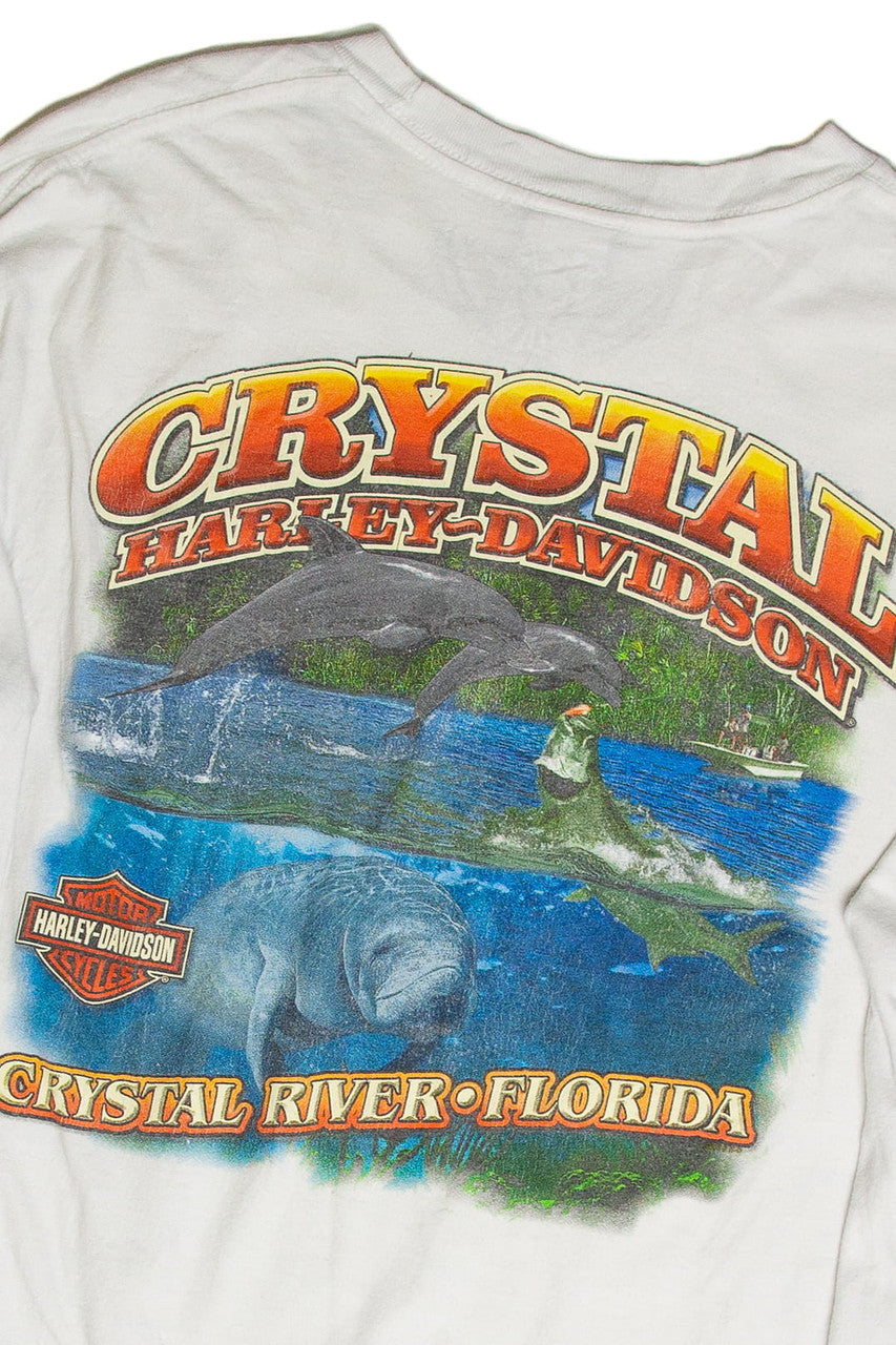Recycled Crystal River Harley Davidson Long Sleeve T-Shirt