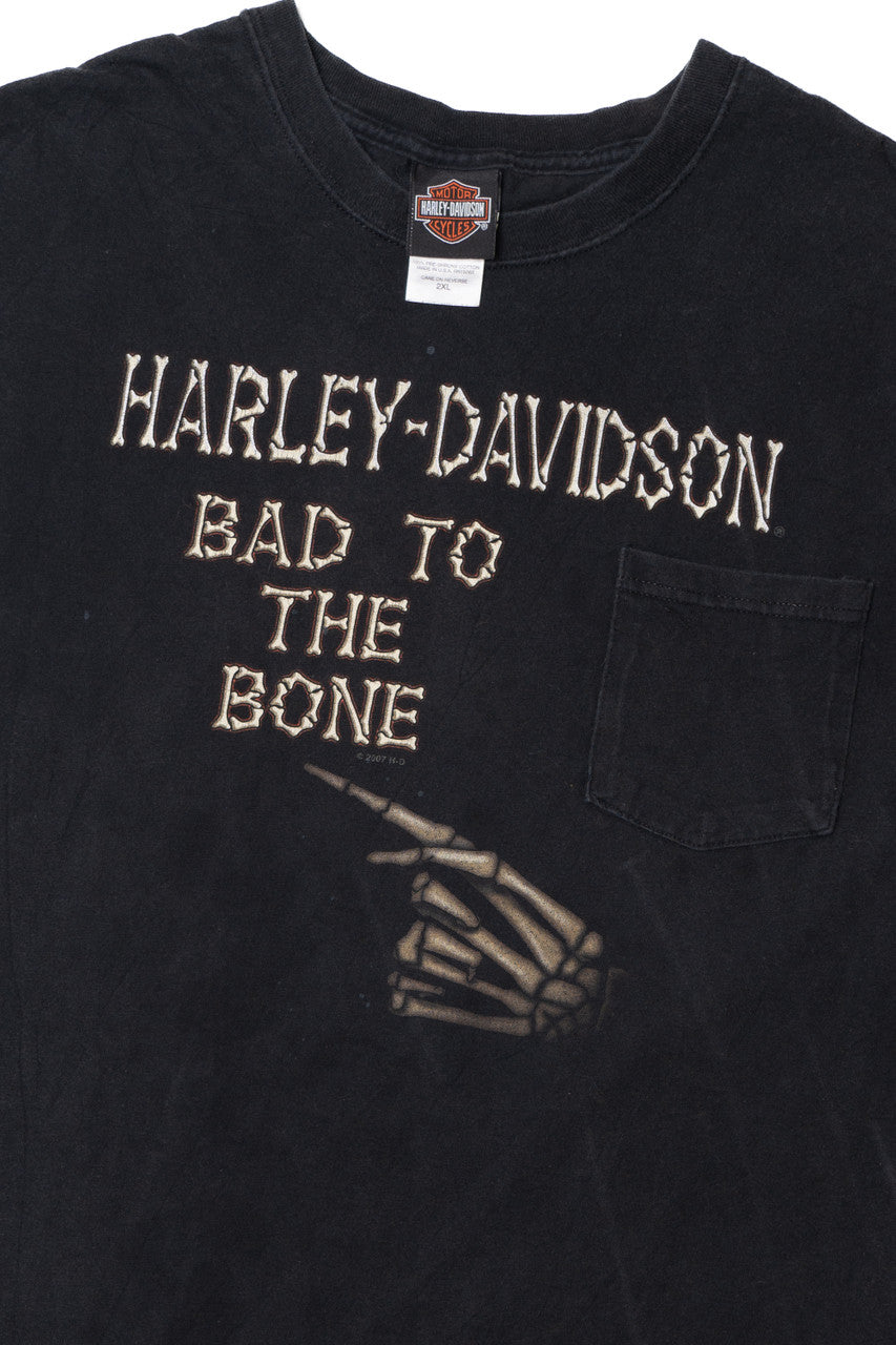  Harley Davidson "Bad To The Bone" Pin-Up  T-Shirt