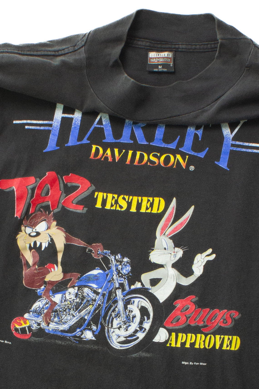 Vintage Looney Tunes Long Sleeve Harley Davidson T-Shirt (1993)