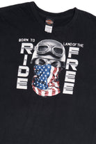 "Born To Ride Land Of The Free" Skull Harley Davidson T-Shirt