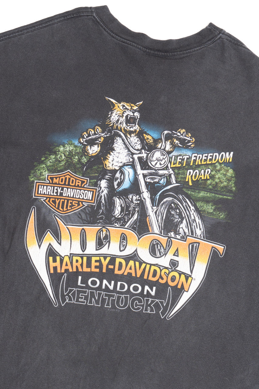 Harley Davidson Wildcat "Let Freedom Roar" Flame Sleeves T-Shirt