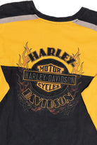Harley Davidson Embroidered Logo Color Block Long Sleeve T-Shirt