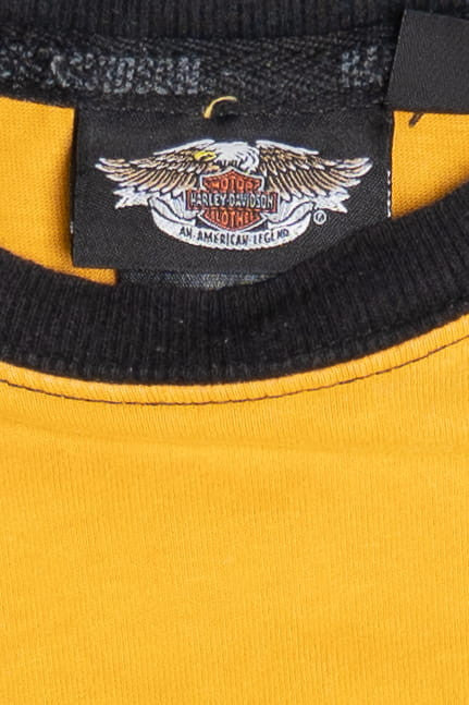 Harley Davidson Embroidered Logo Color Block Long Sleeve T-Shirt