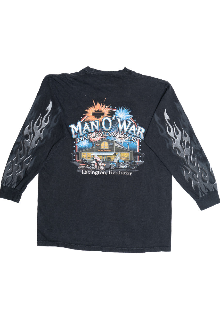 Vintage Chrome Flames Harley Davidson "Man O' War" T-Shirt (2000s)