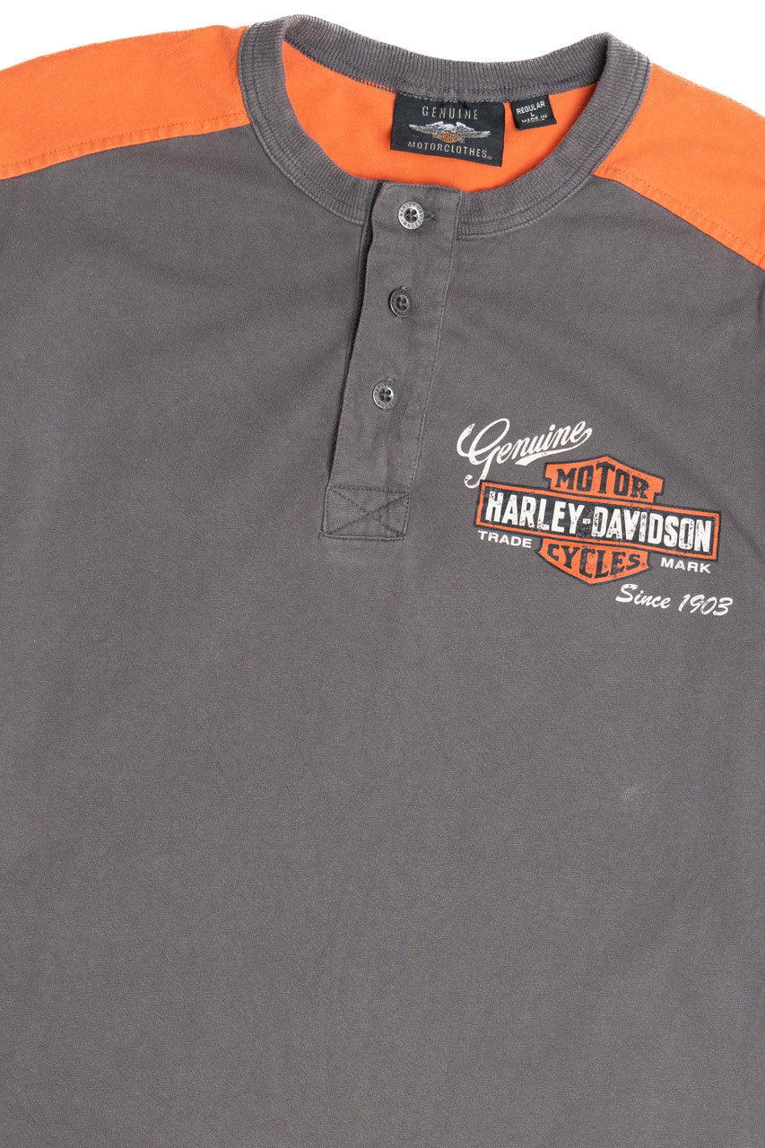 Harley Davidson Long Sleeve Henley T-Shirt 974